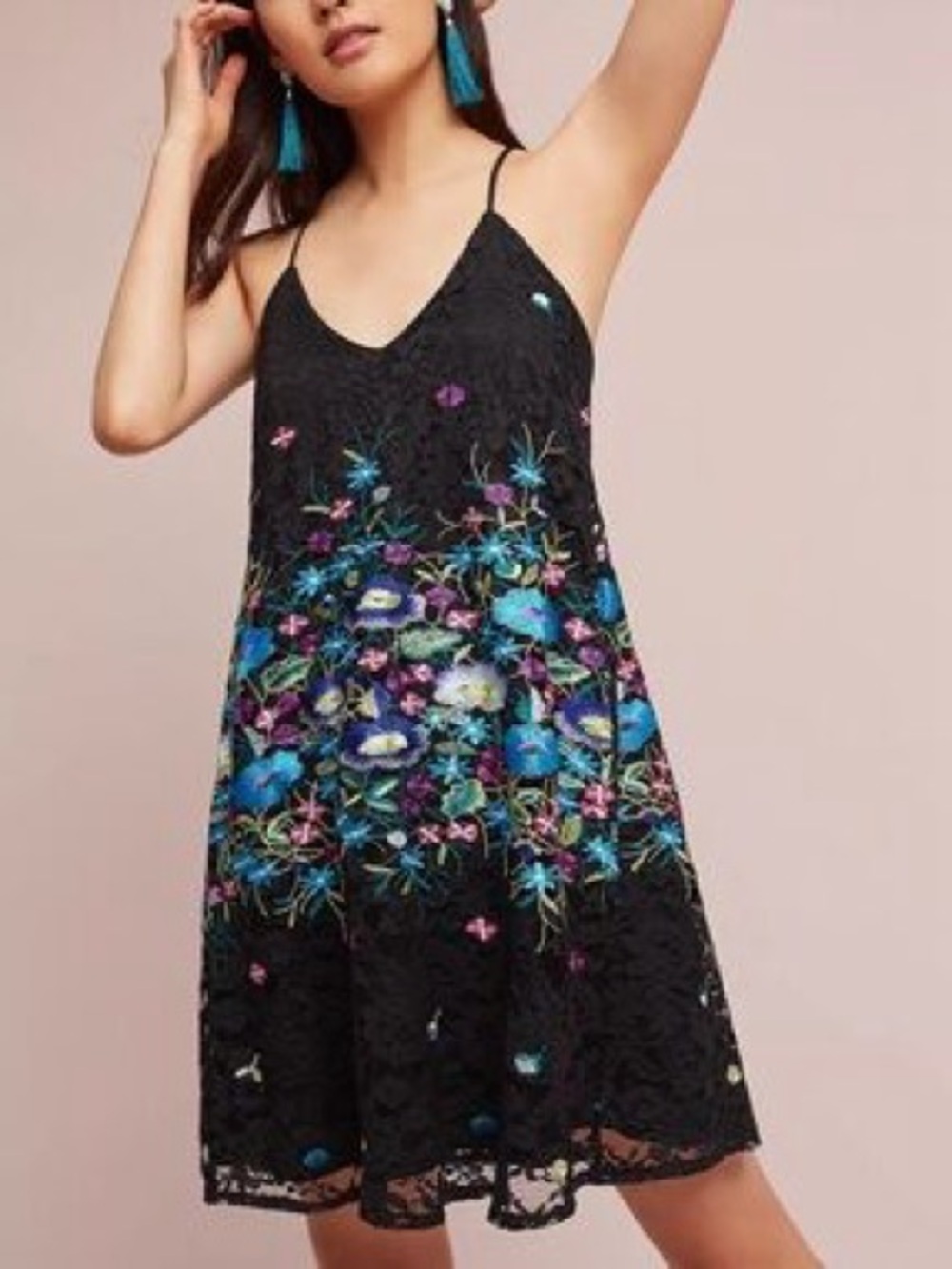 Nicole Miller embroidered floral lace dress